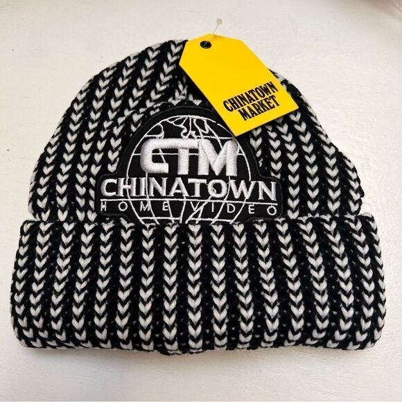 Chinatown Market Home Video VHS throwback Knit Beanie Black White NEW - Picture 1 of 4